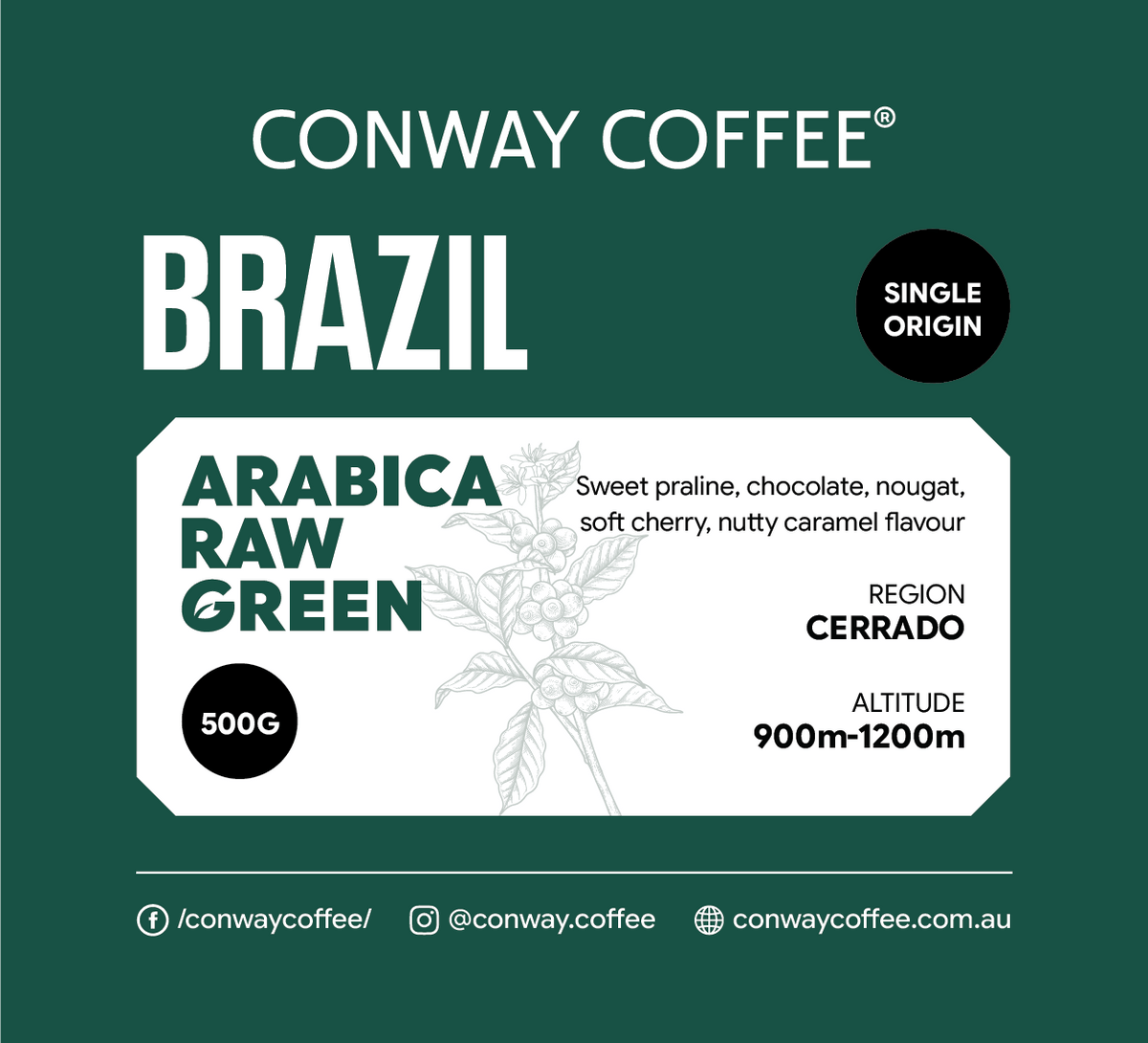 BRAZIL CERRADO - RAW GREEN (Whole Beans)